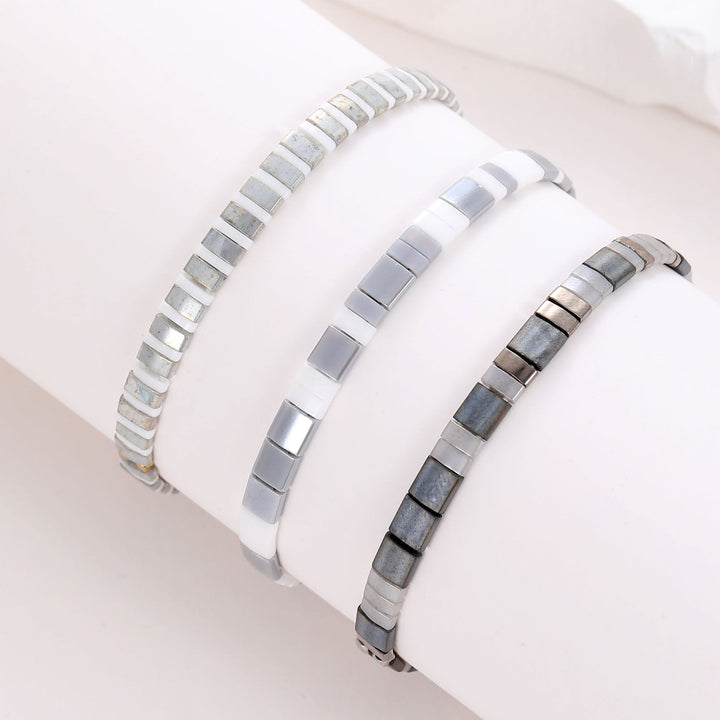 Parure Platine - Bracelets de Perles