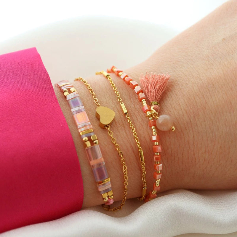 Rose - Bracelet de perles