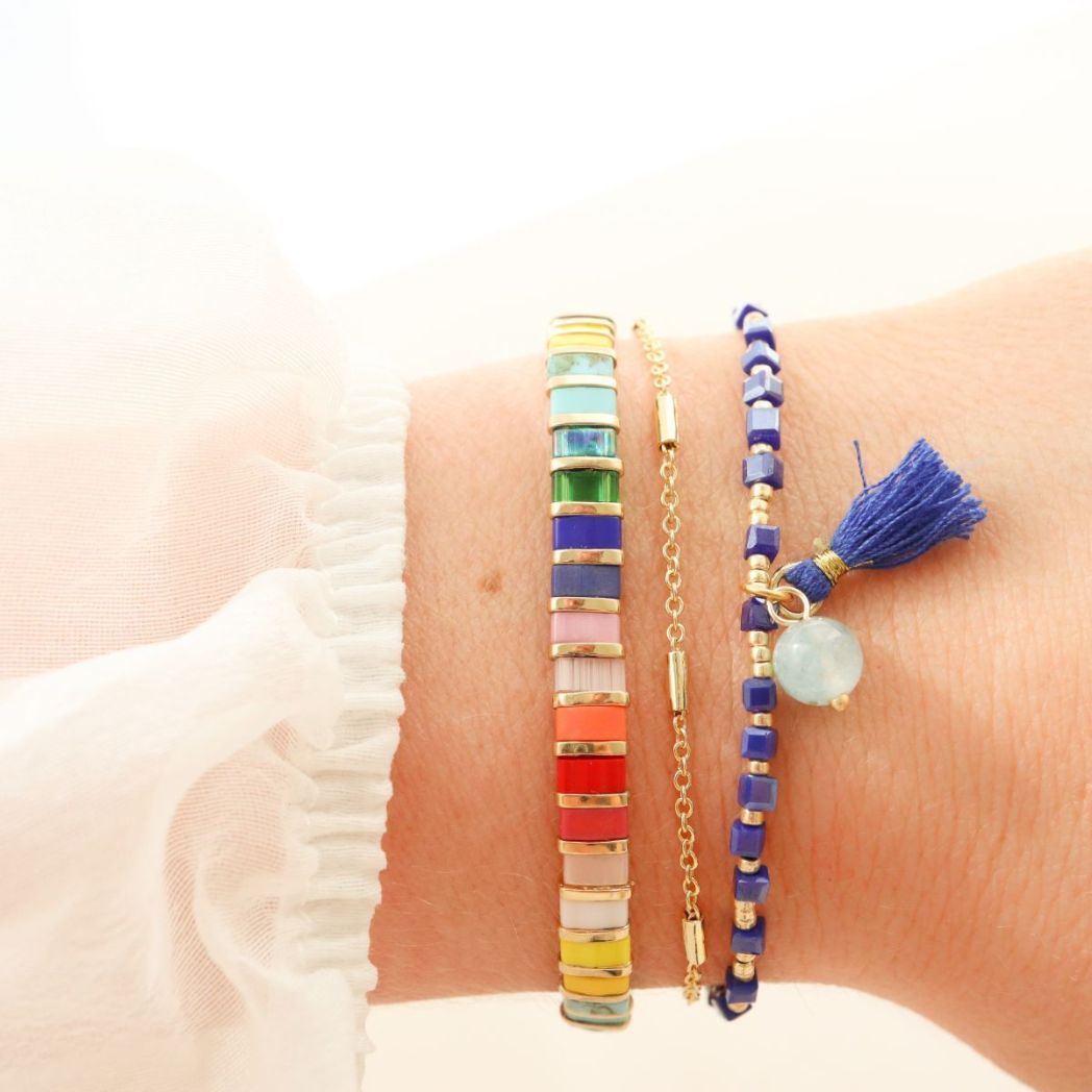 ensemble bracelets bleu et multi couleur / multicolor bracelets with blue 