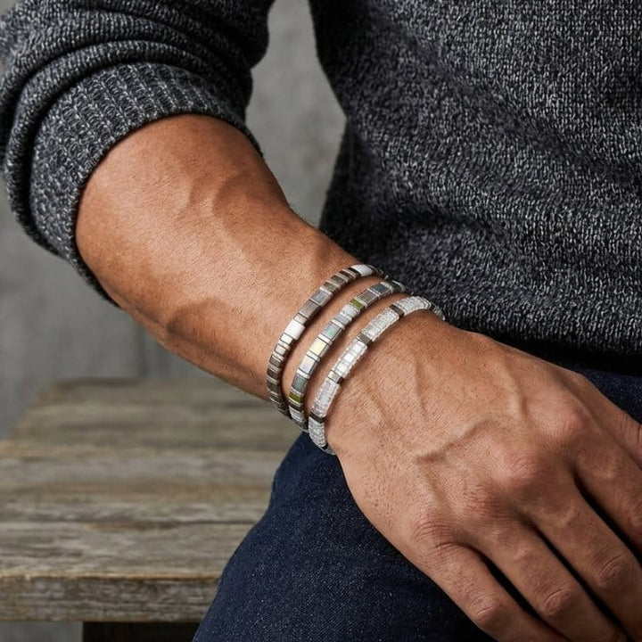 Celine Set - Miyuki bead bracelet set for men worn on wrist, bohemian style