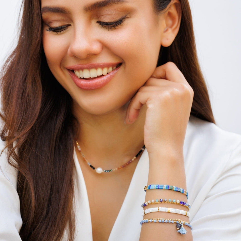 Azur - Bracelet de perles (BLEU)