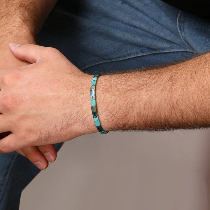 Loretta - Miyuki bead bracelet for men worn on wrist, bohemian style