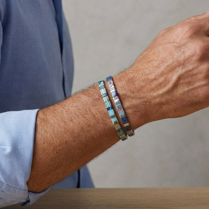 Nerina Set - Miyuki bead bracelet set for men color and pattern detail