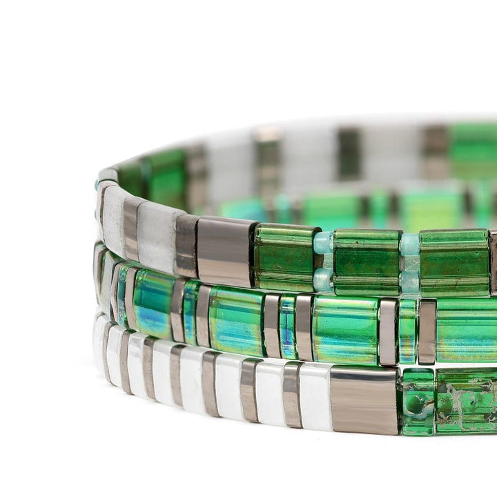 Alenia Set - Miyuki bead bracelet set for men worn on wrist, bohemian style