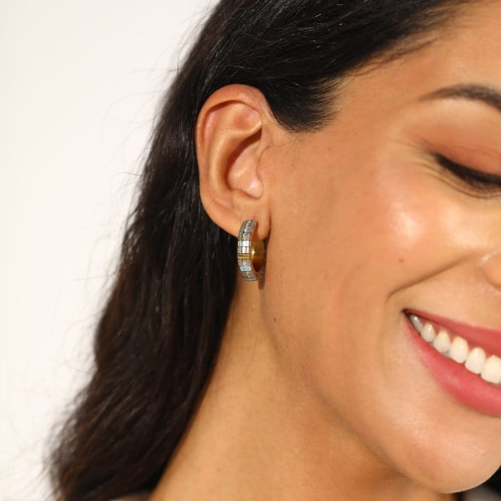 Anya - Miyuki bead earrings color and pattern detail