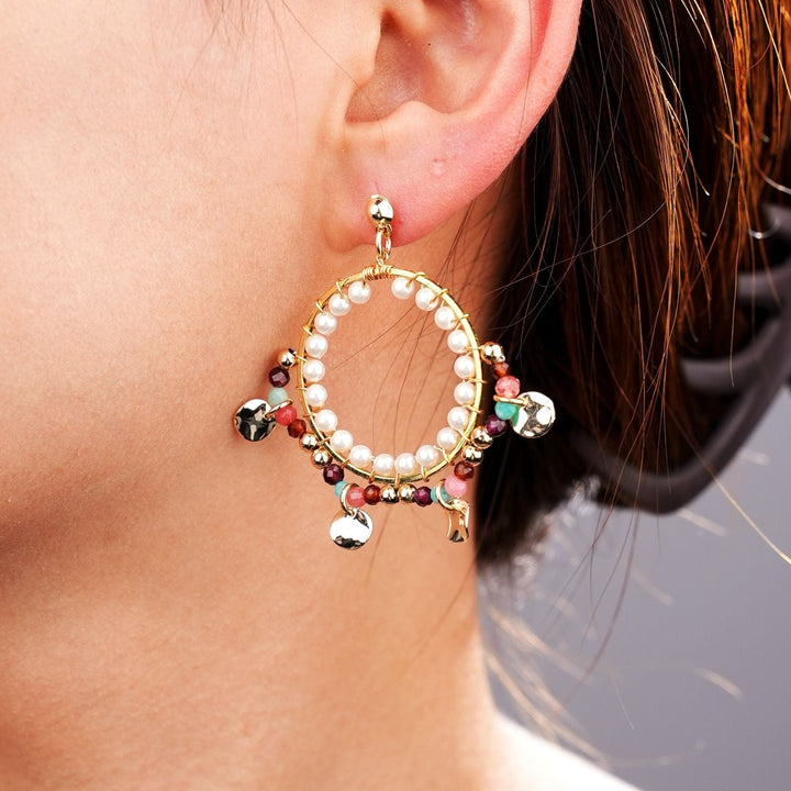 Eleni - Miyuki bead earrings color and pattern detail