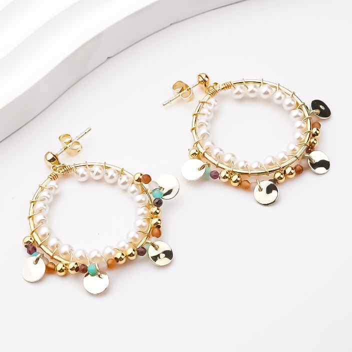 Eleni - handmade Miyuki bead earrings worn, boho-chic Paris style