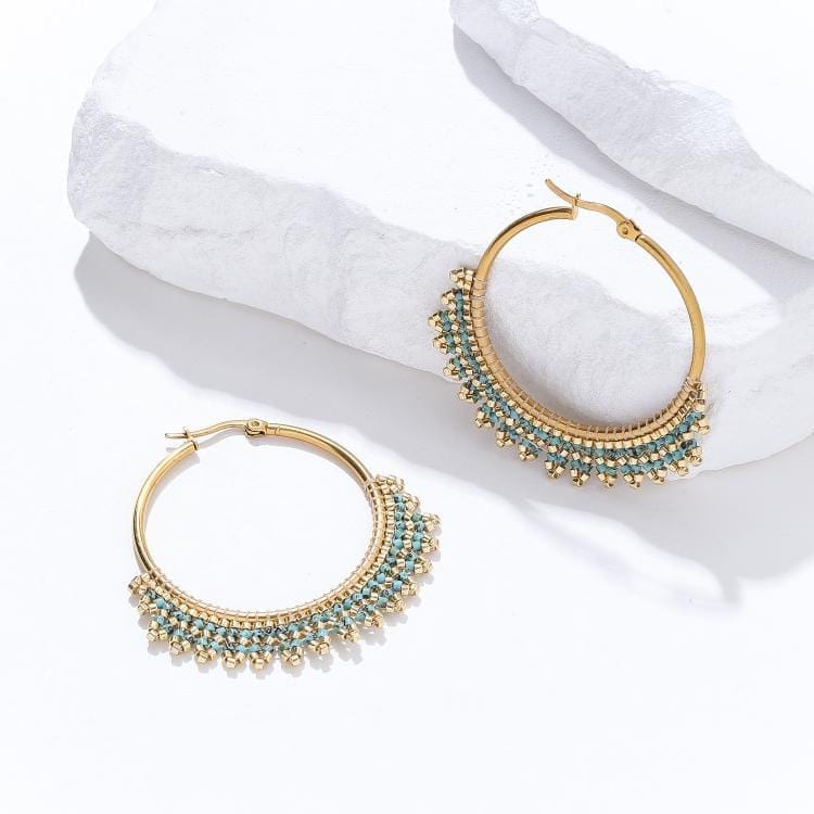 Eleonara earrings - close-up of Japanese Miyuki beads handcrafted in Paris