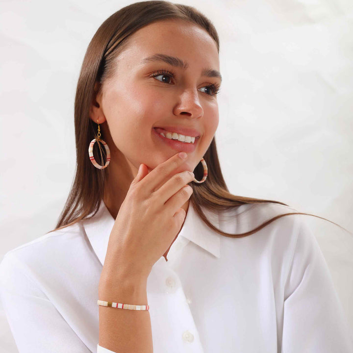 Fleur - Miyuki bead earrings color and pattern detail