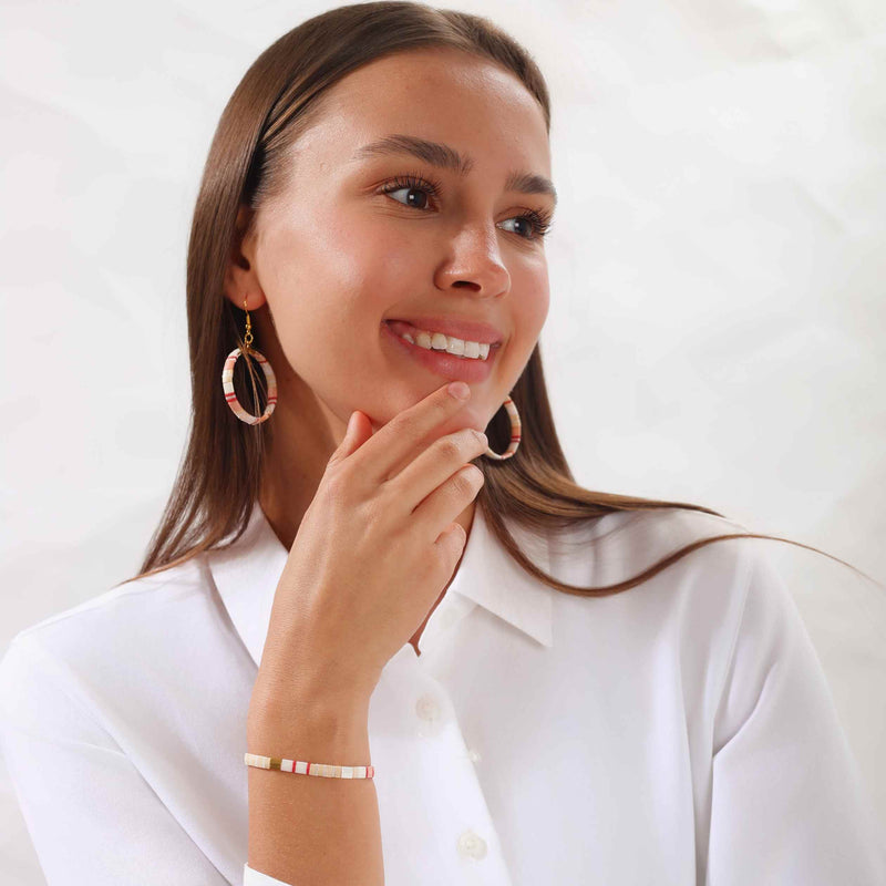 Fleur - Miyuki bead earrings color and pattern detail