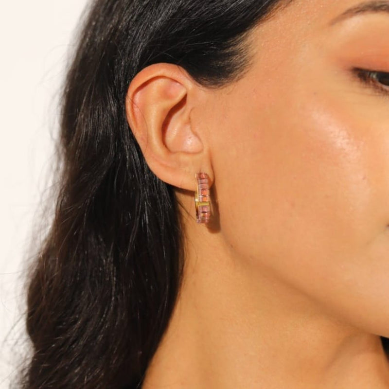 Kyra - Miyuki bead earrings color and pattern detail