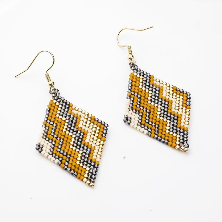 Vittoria - handmade Miyuki bead earrings worn, boho-chic Paris style