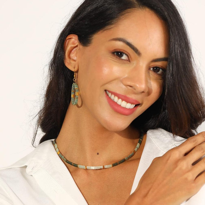 Luna - Miyuki bead necklace color and pattern detail