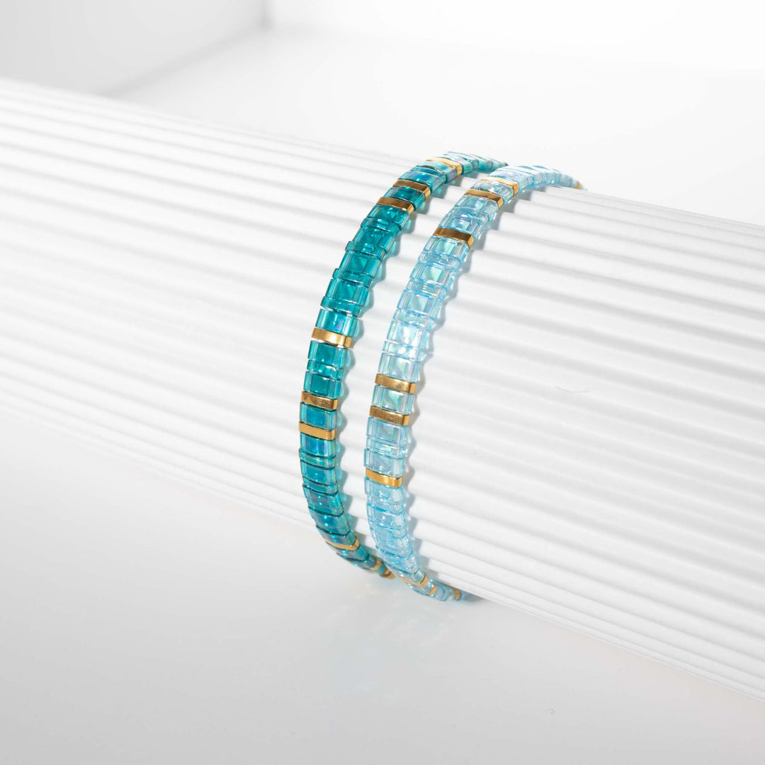 Parure Blue - Bracelets de perles