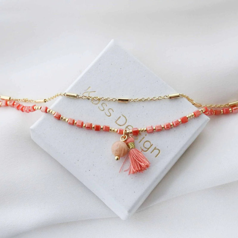 Parure Corail - Bracelets de perles